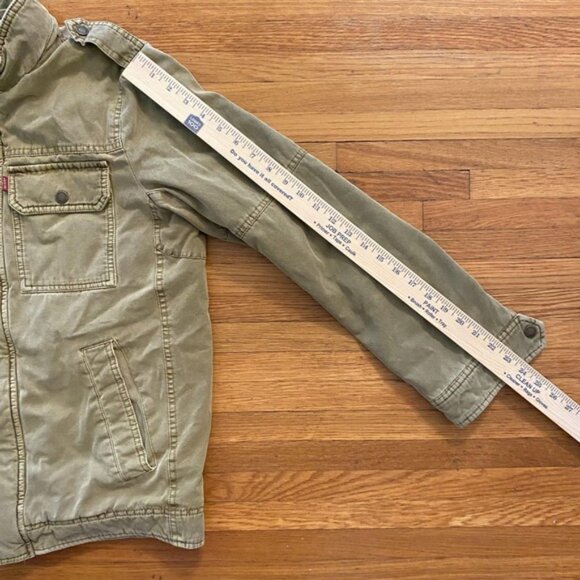 Levis Jacket Mens Small Olive Green Sherpa Lined Field Military Utility Canvas - Picture 8 of 12
